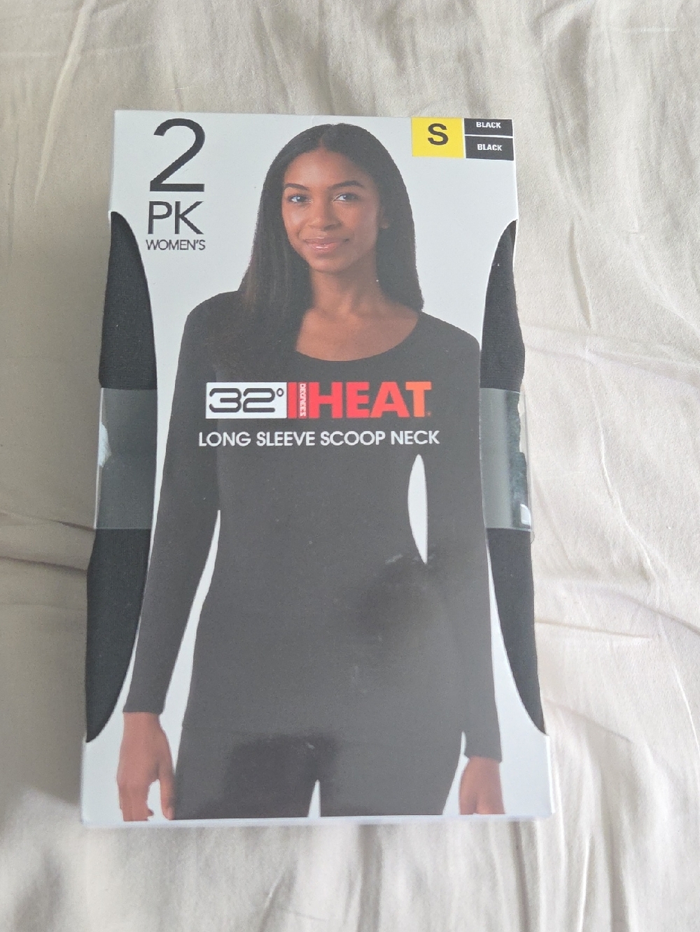 32 Degrees Heat Women's Long Sleeve Scoop Neck Tee - Black (2 Pack)